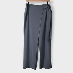 Halara High Waisted Tie Side Wide Leg Work Pants Gunpowder Grey Sz Large Regular